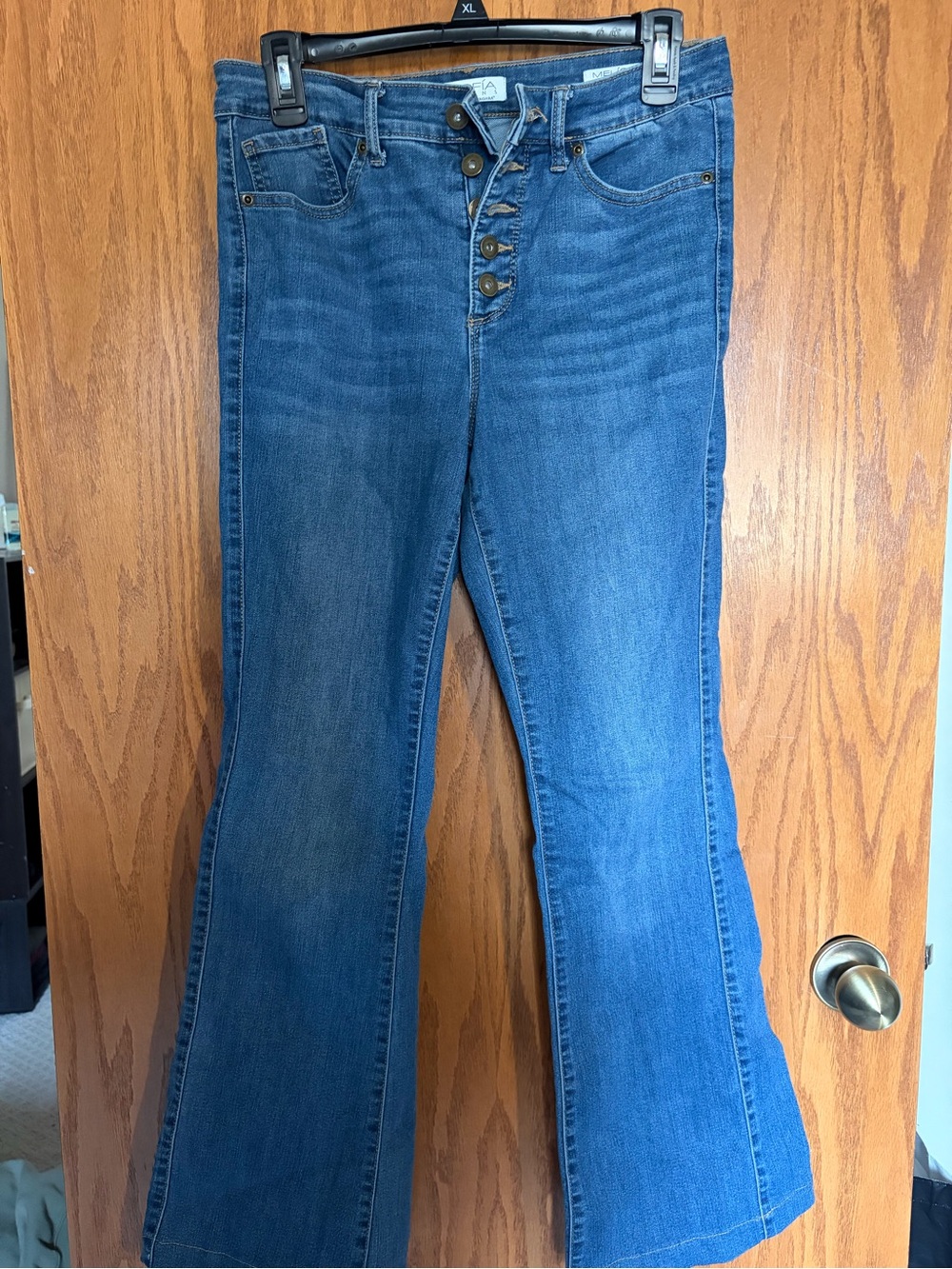 sofia by sofia vergara Blue Button-Fly Flare Jeans